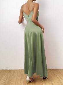 Zolique Draped Collar Split Thigh Cami Dress