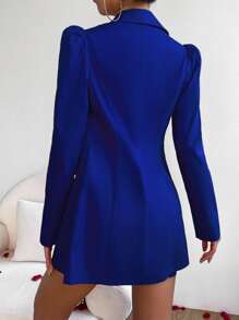 Chiquease Double Breasted Blazer & Skirt Fall Cloth For Women - Royal Blue - View 2