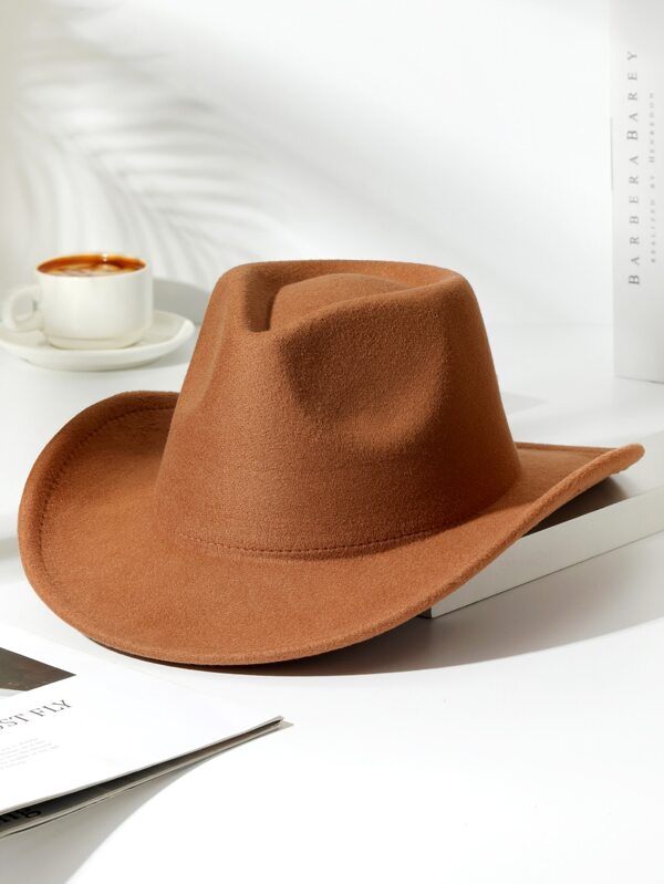 Khaki Solid Fedora Cowboy Hat SHEIN USA