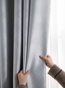 1pc Solid Color Curtain, Minimalist Polyester Single Panel Curtain For Home - Light Grey - View 3