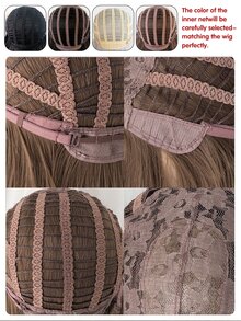 วิกผมปลอม ยาว ตรง มีหน้าม้า - สีน้ำตาล - ดู 7