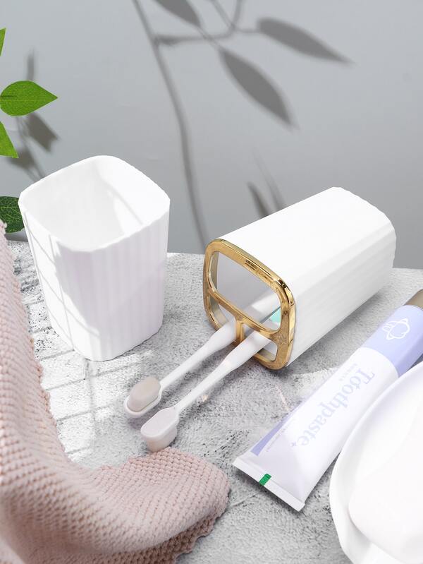 4pcs Lotion Dispenser & Soap Dish & Gargle Cup Set, Simple Soap Holder