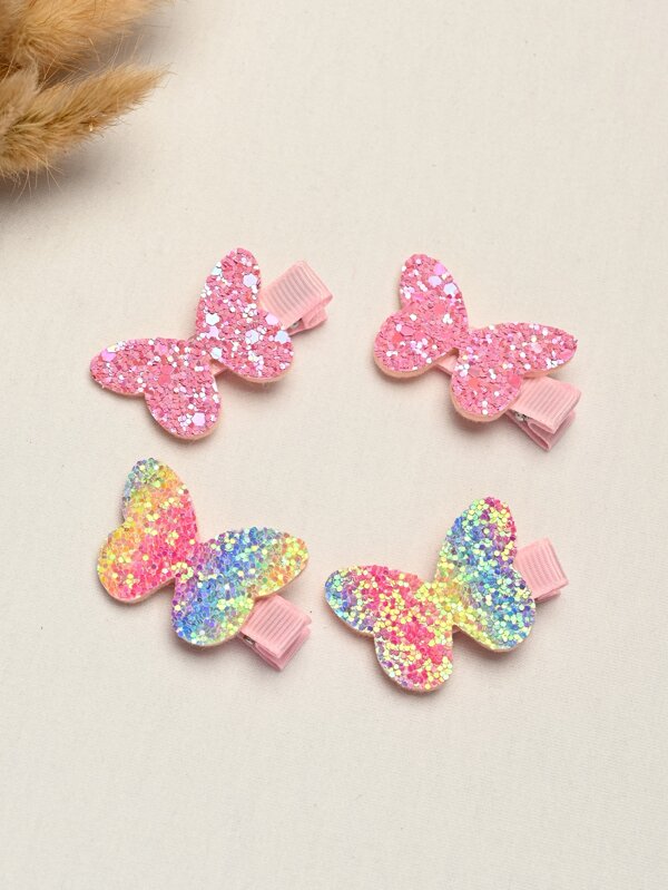 4pcs Toddler Girls Butterfly Decor Hair Clip