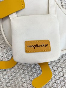 1pc White Fashion Cute Duck Shape Crossbody Bag, Unique Cartoon Animal Style Zipper Closure Mini Shoulder Bag, Campus Fresh Girl - Beige - View 7