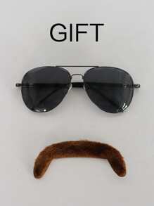 Nam Ngắn Thẳng Cosplay Bộ Tóc Giả Tổng Hợp Có Bangs, Râu Và Kính - màu nâu - Xem 6