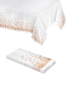 1入組塑料一次性桌布現代圓點圖案派對用一次性桌布 - 玫瑰金 - 查看 1