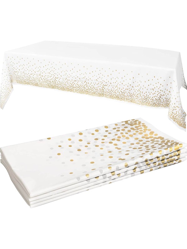 1 Stück Einweg-Tischdecke aus Kunststoff, modernistische Metallic Polka Dot Einweg-Tischdecke für Party