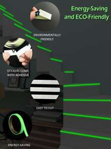 1 Cuộn Băng Keo Phát Sáng Trong Bóng Tối, Băng Keo Tự Dính Màu Xanh Lá Cây Trang Trí Nhà Cửa - màu xanh lá - Xem 3