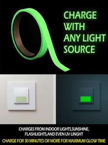 1 Cuộn Băng Keo Phát Sáng Trong Bóng Tối, Băng Keo Tự Dính Màu Xanh Lá Cây Trang Trí Nhà Cửa - màu xanh lá - Xem 6