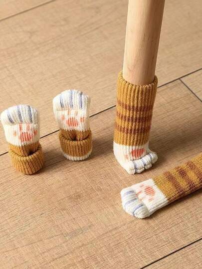 4 件装爪形图案防滑桌腿套，可爱椅子脚垫，适合家庭使用