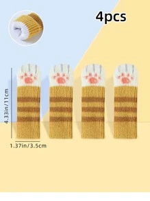 4pcs Paw Pattern Anti-Slip Table Leg Cover, Cute Chair Foot Pad For Home