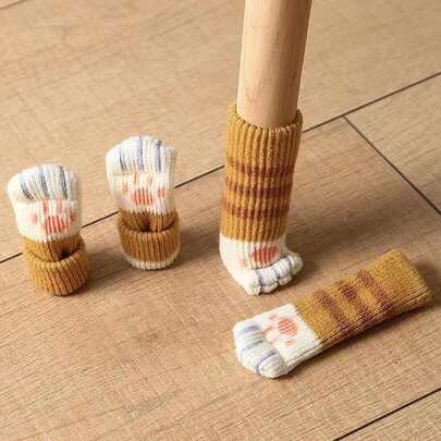 4 件装爪形图案防滑桌腿套，可爱椅子脚垫，适合家庭使用