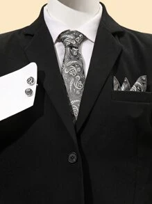 Men Paisley Pattern Tie & Bandana & Cufflinks - Multicolor - View 1