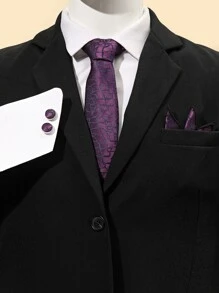 Hombres Gemelos con patrón de paisley con cordón & con bolsillo cuadrado & - Morado - Ver 1