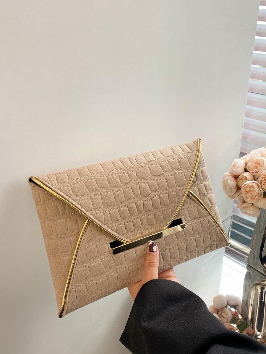 ly hợp Tương phản ràng buộc In cá sấu Đúng mốt - Màu be - Xem 1