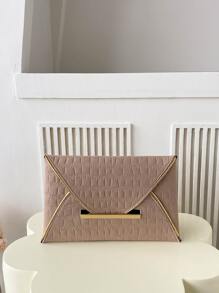 ly hợp Tương phản ràng buộc In cá sấu Đúng mốt - Màu be - Xem 7