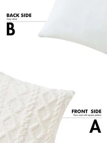 1入組幾何簇絨靠墊套無填充物白色沙發抱枕套 - 白色 - 查看 3