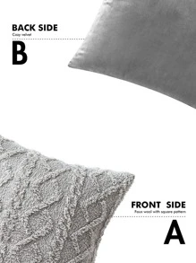 1pc Grey Cushion Cover Without Filler, Minimalist Fabric Tufted Decorative Throw Pillow Case For Home - Dark Grey - View 3