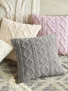1pc Grey Cushion Cover Without Filler, Minimalist Fabric Tufted Decorative Throw Pillow Case For Home - Dark Grey - View 4
