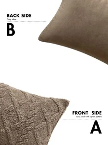 1入組幾何簇絨靠墊套無填充物咖啡棕色沙發抱枕套 - 咖啡棕 - 查看 3