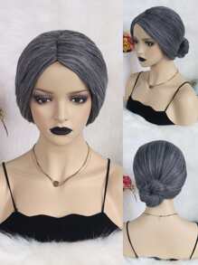 Ngắn Cosplay Tóc Giả Tổng Hợp Bun - Xám - Xem 1