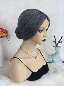 Ngắn Cosplay Tóc Giả Tổng Hợp Bun - Xám - Xem 5