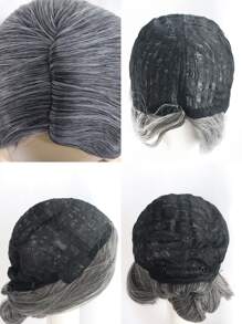 Ngắn Cosplay Tóc Giả Tổng Hợp Bun - Xám - Xem 6