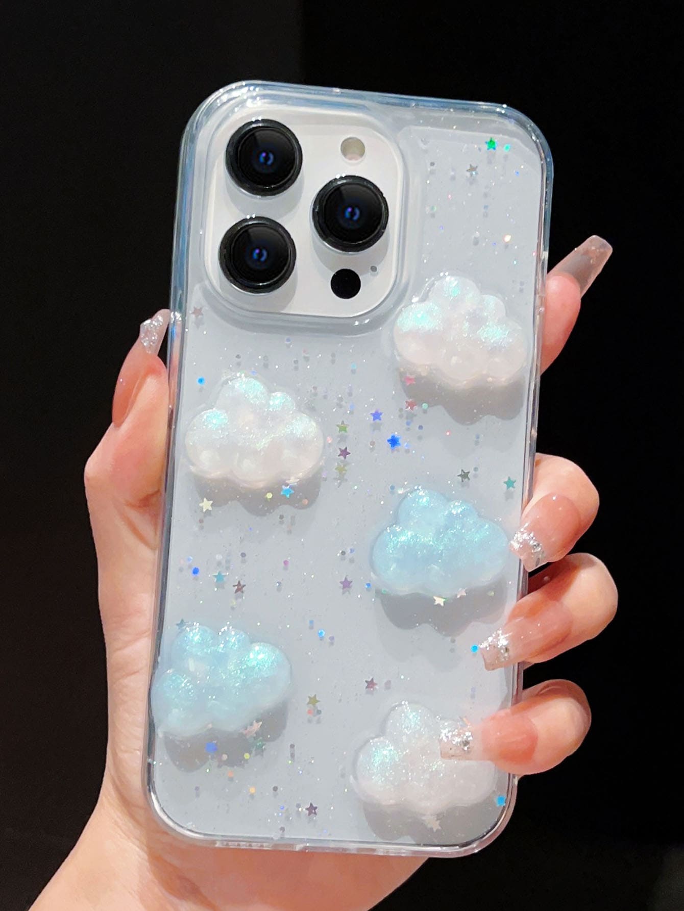 Cloud Decor Clear Phone Case - Multicolor - View 1