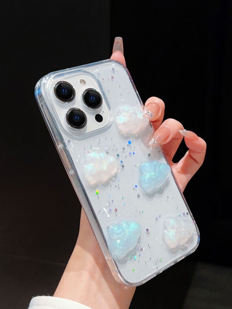 Funda de celular transparente con diseño de nube - Multicolor - Añade 2