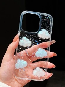 Cloud Decor Clear Phone Case - Multicolor - View 3