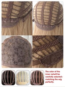 1pc Bloned Center Part Long Straight Synthetic Wig Hairpiece, 26 Inches, Heat Resistant Fiber, Suitable For Daily Use With Natural Look. - Gold - View 7