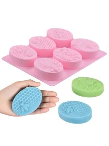1入組蜂窩紋理形狀DIY矽膠素色粉色多格矽膠模具DIY - 粉色 - 查看 1