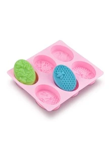 1入組蜂窩紋理形狀DIY矽膠素色粉色多格矽膠模具DIY - 粉色 - 查看 3