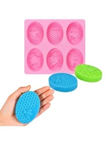 1入組蜂窩紋理形狀DIY矽膠素色粉色多格矽膠模具DIY - 粉色 - 查看 4