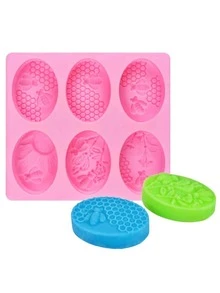 1入組蜂窩紋理形狀DIY矽膠素色粉色多格矽膠模具DIY - 粉色 - 查看 5