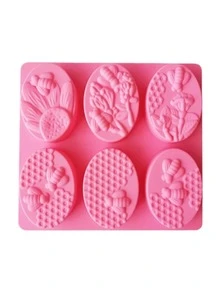 1入組蜂窩紋理形狀DIY矽膠素色粉色多格矽膠模具DIY - 粉色 - 查看 6