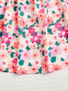 Soleia 滿版印花腰部鏤空泡泡袖連衣裙 - 彩色 - 查看 5