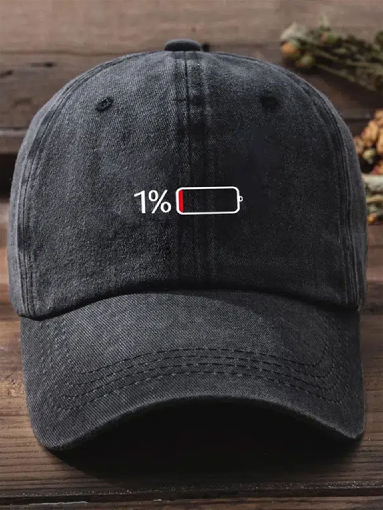 1pc Unisex Y2k Style Printed Battery Percentage Sun Hat For Outdoor Sports, Sun Protection, Daily Commute - Black - View 1