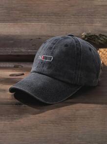 1pc Unisex Y2k Style Printed Battery Percentage Sun Hat For Outdoor Sports, Sun Protection, Daily Commute - Black - View 2