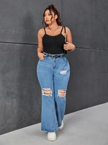 SHEIN EZwear Plus Solid Cami Top - Black - View 5