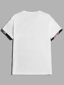 GENTILAND Men Floral Print Pocket Patched Tee - White - View 2