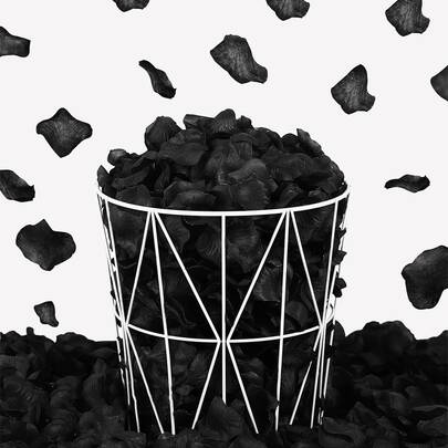 1200 件/套无纺布仿真花瓣图案抛洒五彩纸屑，纯色黑色五彩纸屑，适用于派对、圣诞节