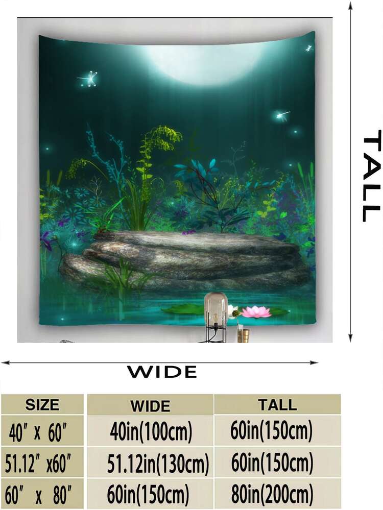 Tapiz con estampado de paisaje, tela decorativa para colgar en la pared para decoración del hogar - Multicolor - Añade 3