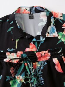 Genlund Two-piece Outfits Pria Tombol Depan Bunga Boho - MultiWarna - View 3