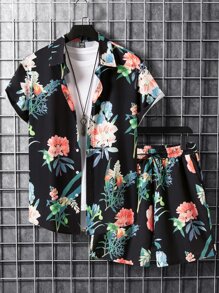 Genlund Two-piece Outfits Pria Tombol Depan Bunga Boho - MultiWarna - View 4