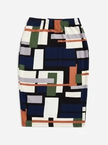 SHEIN Clasi Plus Jupe Crayon Imprimé Géométrique