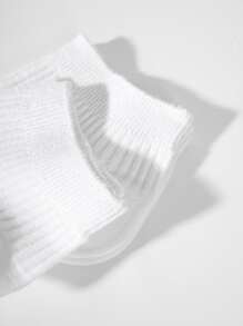 Hombres 2 pares Calcetines tobilleros unicolor - Blanco - Ver 3