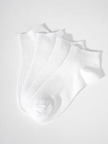 Hombres 2 pares Calcetines tobilleros unicolor - Blanco - Ver 4