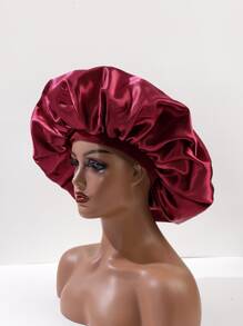 1pc New Arrival Ladies' Wide Brim Purple Stretchable Sleeping Hat - A Fashionable Haircare And Bathing Cap, Suitable For Daily Use Hair Sleep Cap - Red - View 1