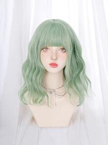 中等卷人造假髮帶劉海 - 綠色 - 查看 1